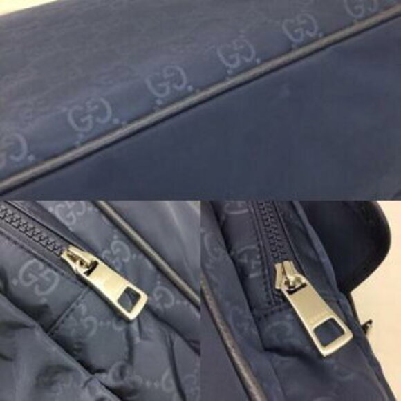 Gucci Blue Nylon Messenger Bag Shoulder GG Pattern - Picture 3 of 6